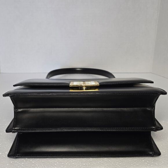 Givenchy Black Calfskin Leather Gold Logo Magnetic Snap Closure Top Handle Bag - Picture 10 of 12